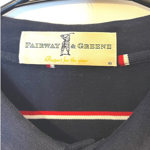 Fairway & Greene Blue Striped Polo Shirt Golf Oak Hill C.C. Short Sleeve - Picture 4 of 6